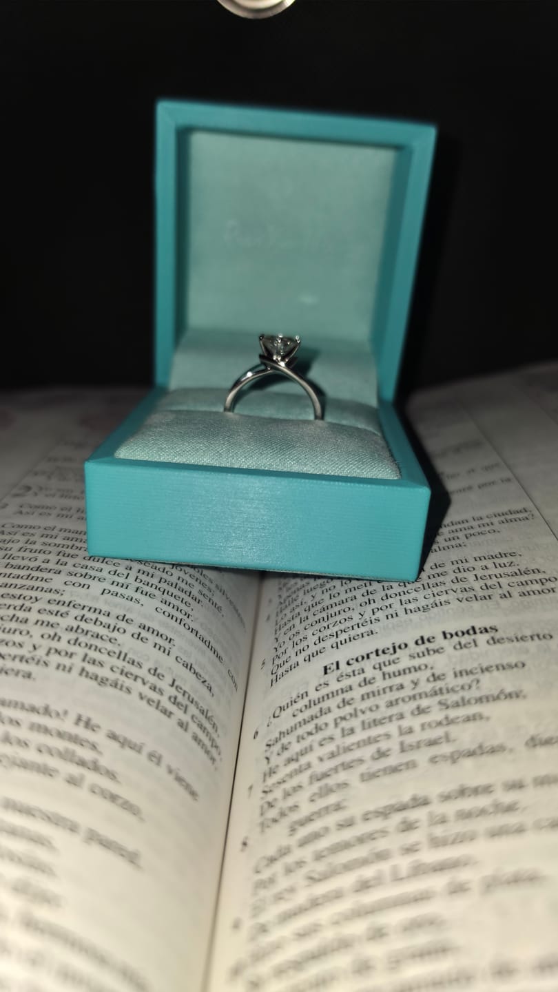 Customer photo review of Solitaire Round Moissanite Concave Wide Band Engagement Ring