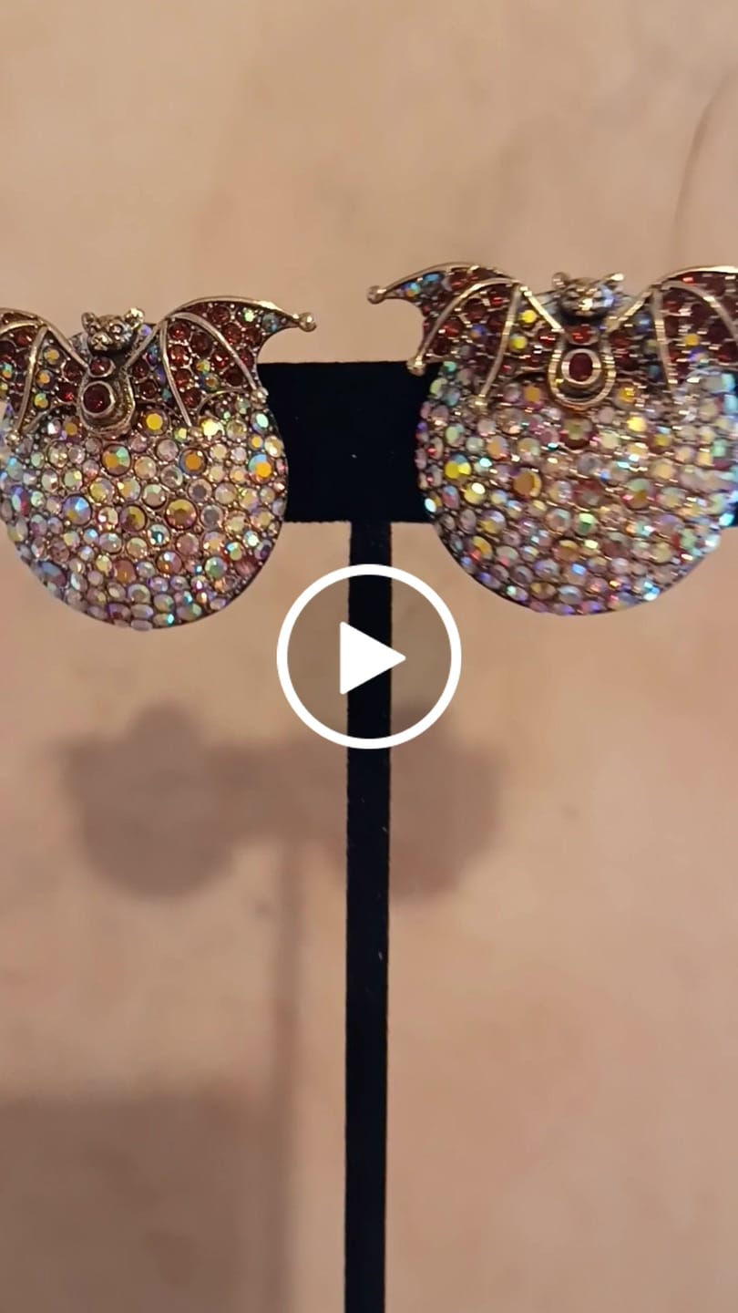 Customer video review of HEIDI DAUS® "Moonlit Menagerie" Bat & Moon Halloween Earrings