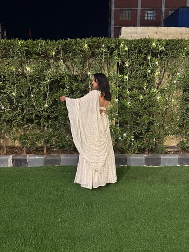 Customer photo review of Astoria Ivory Mirror Work Lehenga Set