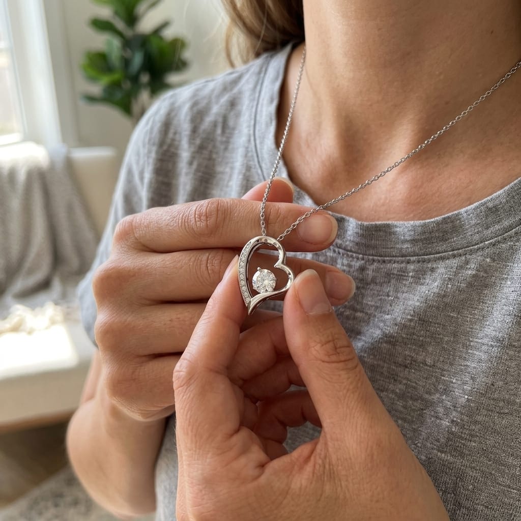 Customer photo review of "Let's Start Over" Forever Love Necklace & Red Rose Box - Romantic Apology Gift