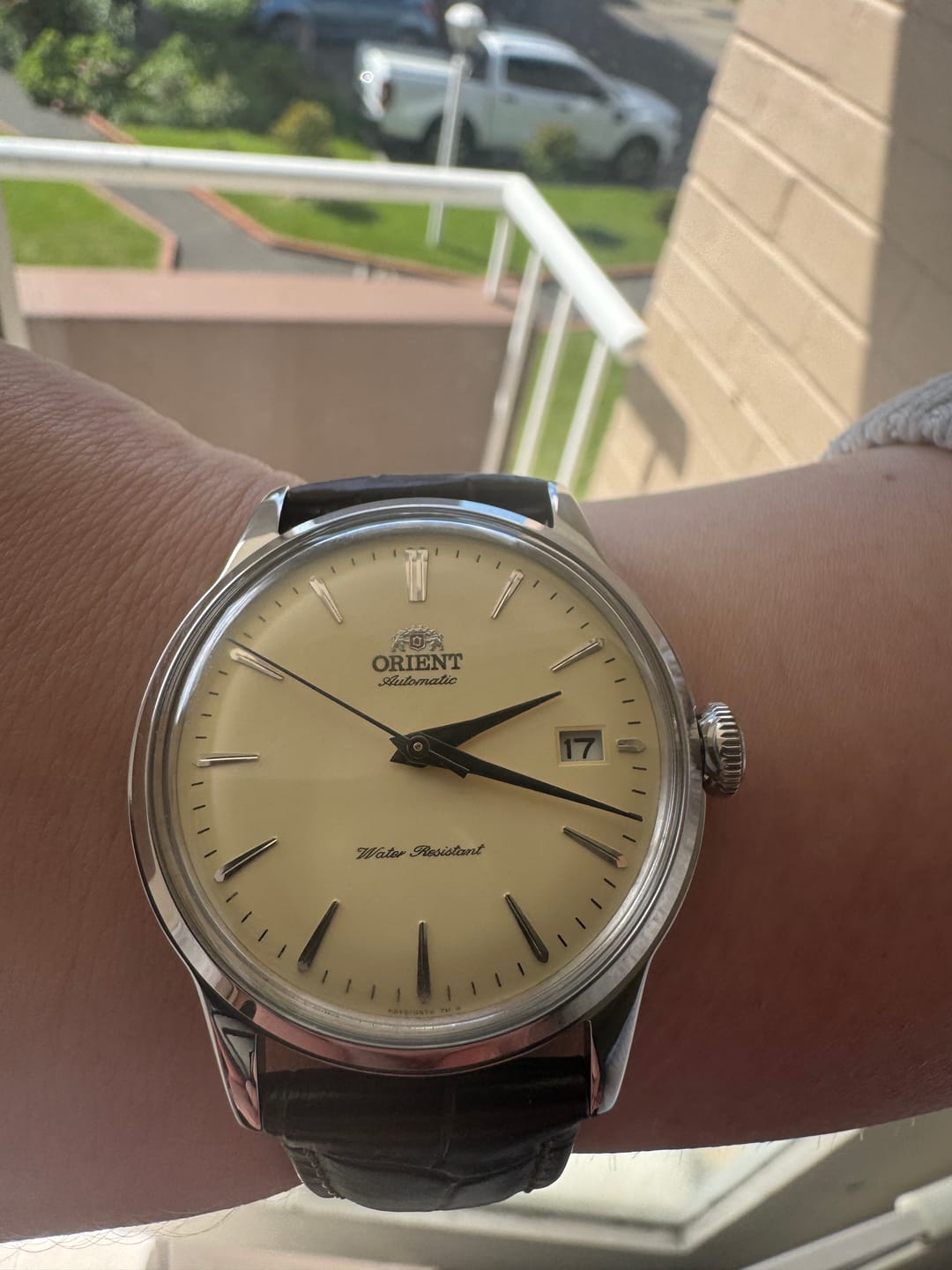 Customer photo review of **Rare Limited Edition**ORIENT** Automatic Bambino 38mm Watch RA-AC0M04Y