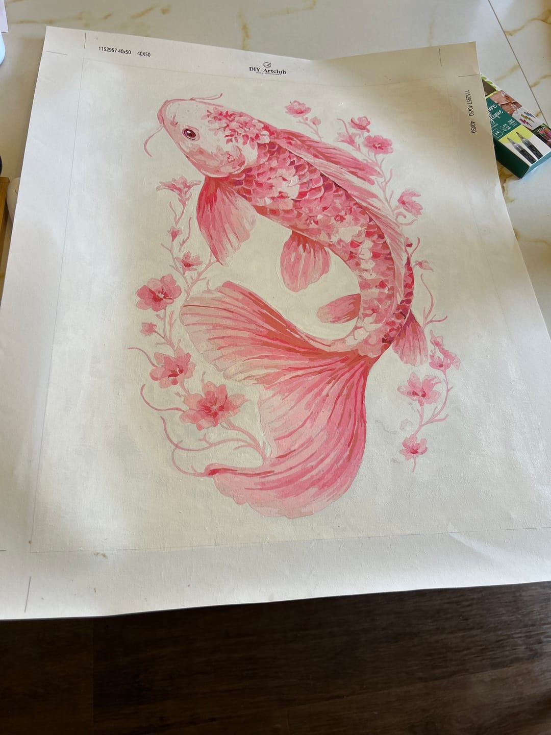 Customer photo review of Pink Porcelain Koi | Paint by Number