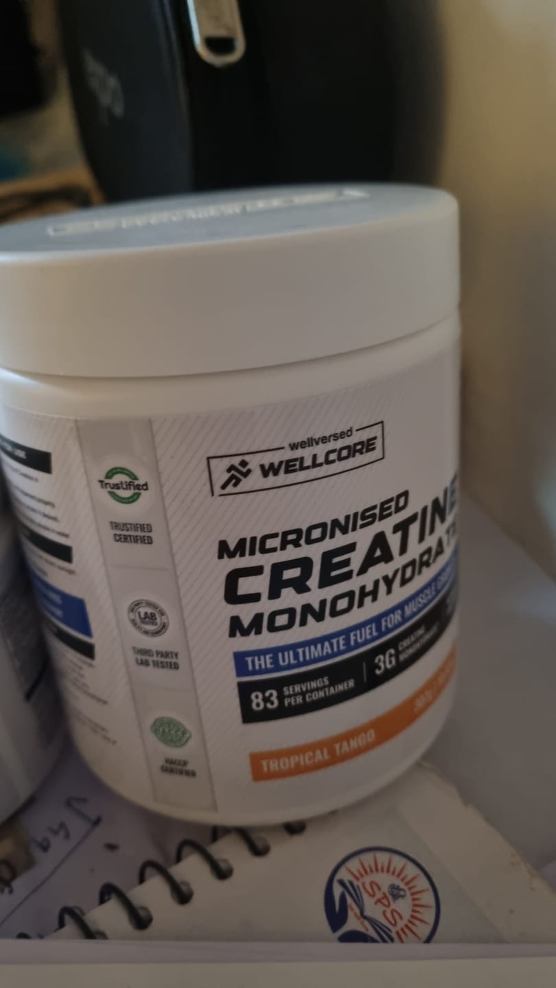 Customer photo review of Wellcore - Micronised Creatine Monohydrate (83 Servings, Tropical Tango) + Premium Steel Shaker