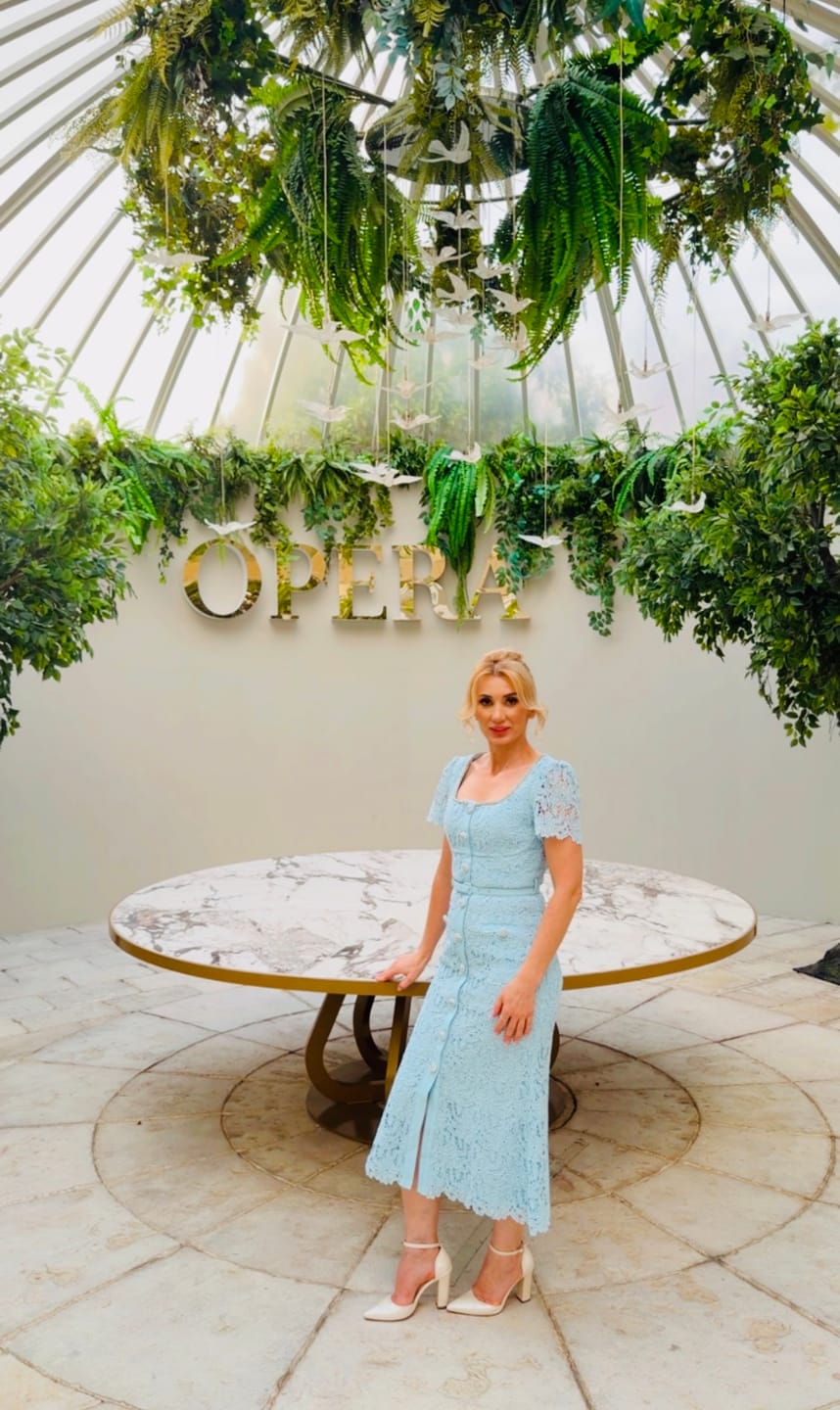 Customer photo review of Delicate Azure Lace Midi Dress - Baby Blue