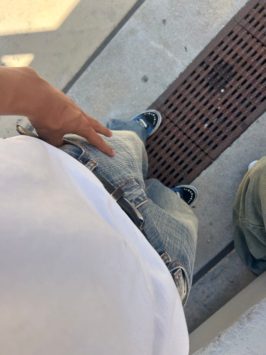 Customer photo review of Washed  Bamboo Weave Baggy Bootcut Jeans | Inflation Streetwear