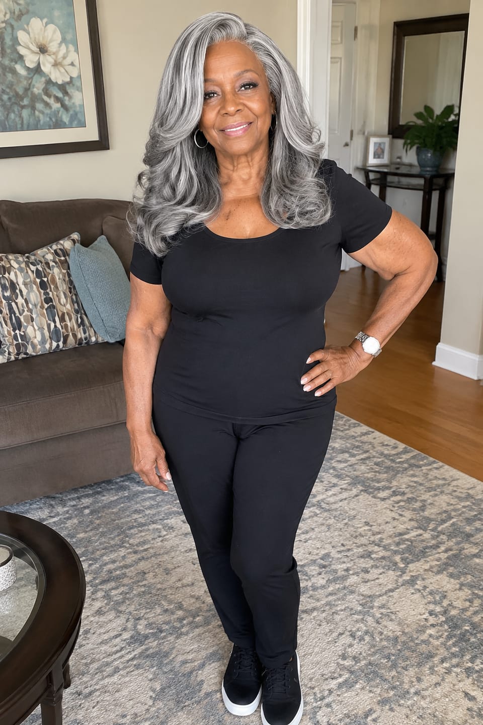 Customer photo review of Luvwin Salt & Pepper Gray Beginner Friendly Glueless Layered Cut Wave Wig 100% Human Hair