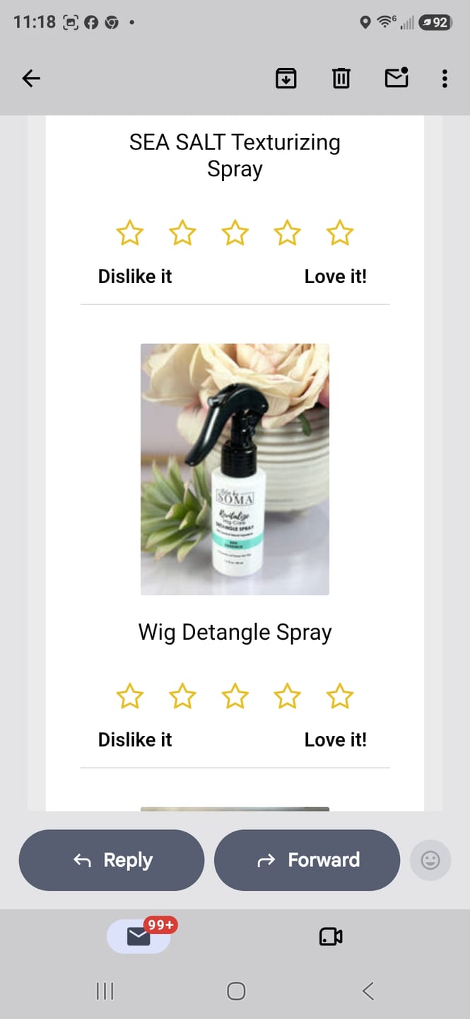 Customer photo review of Wig Detangle Spray