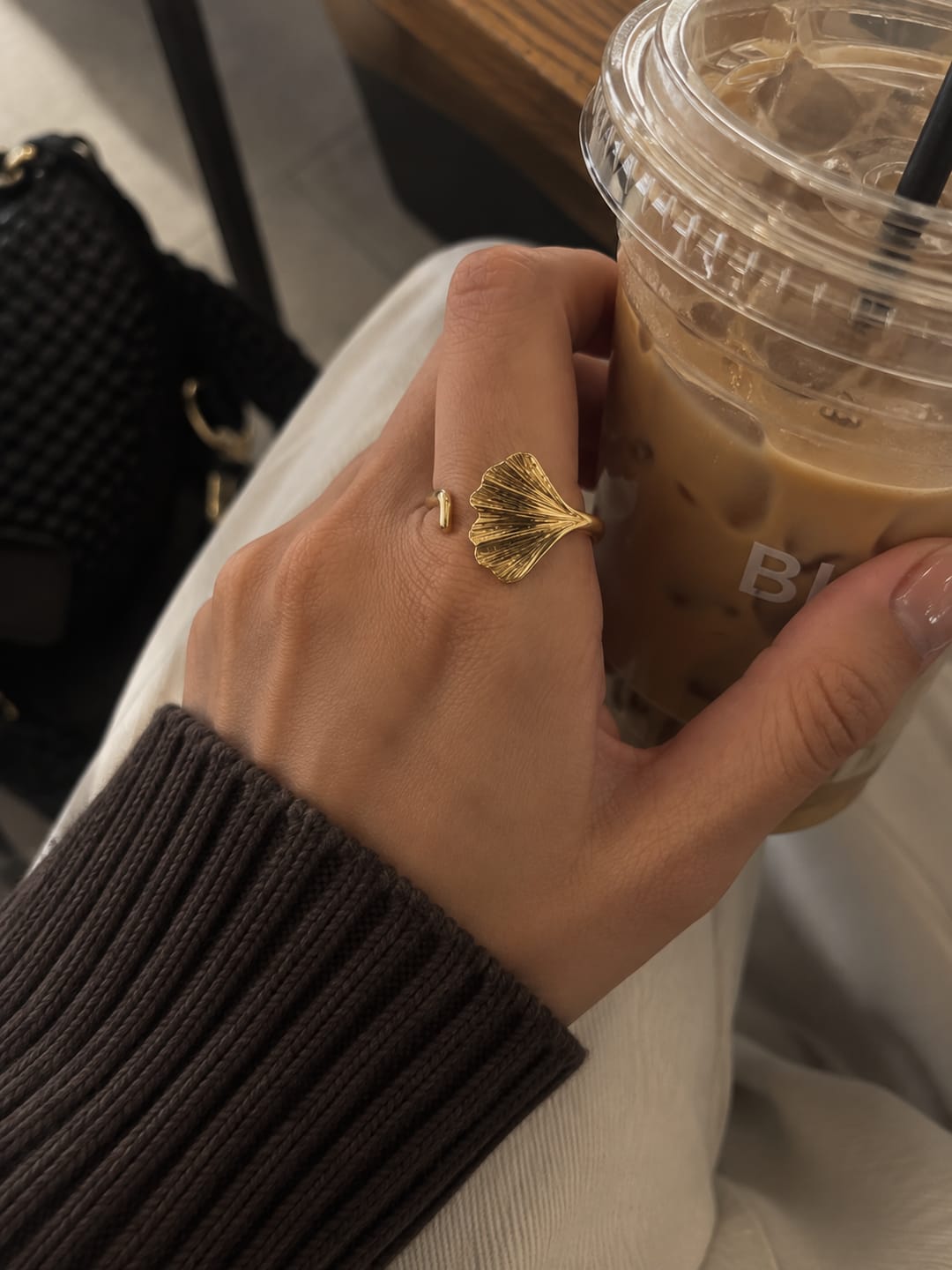 Customer photo review of Ginkgo Leaf Gold Ring