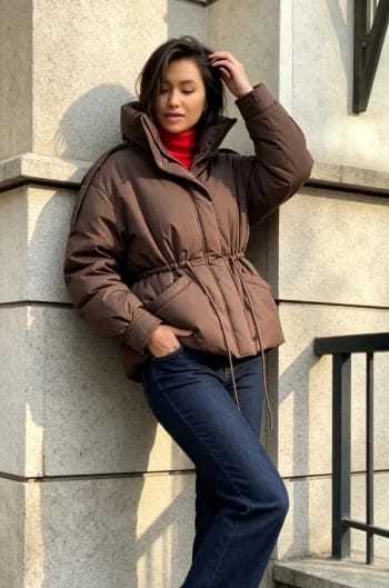 Customer photo review of Mary Oversized Drawstring Waist Puffer Jacket