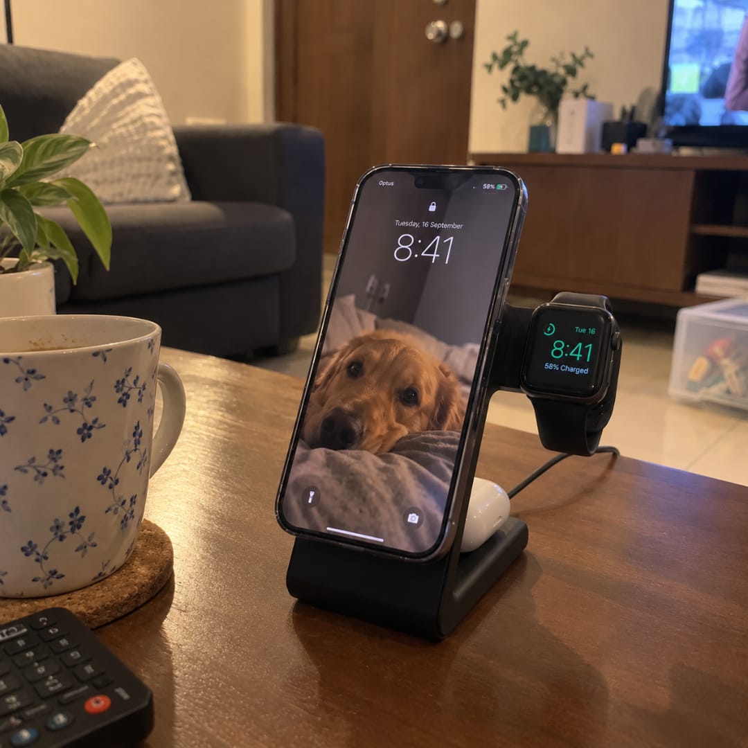 Customer photo review of PowerBase Pro - 3-IN-1 Magnetic Wireless Charger