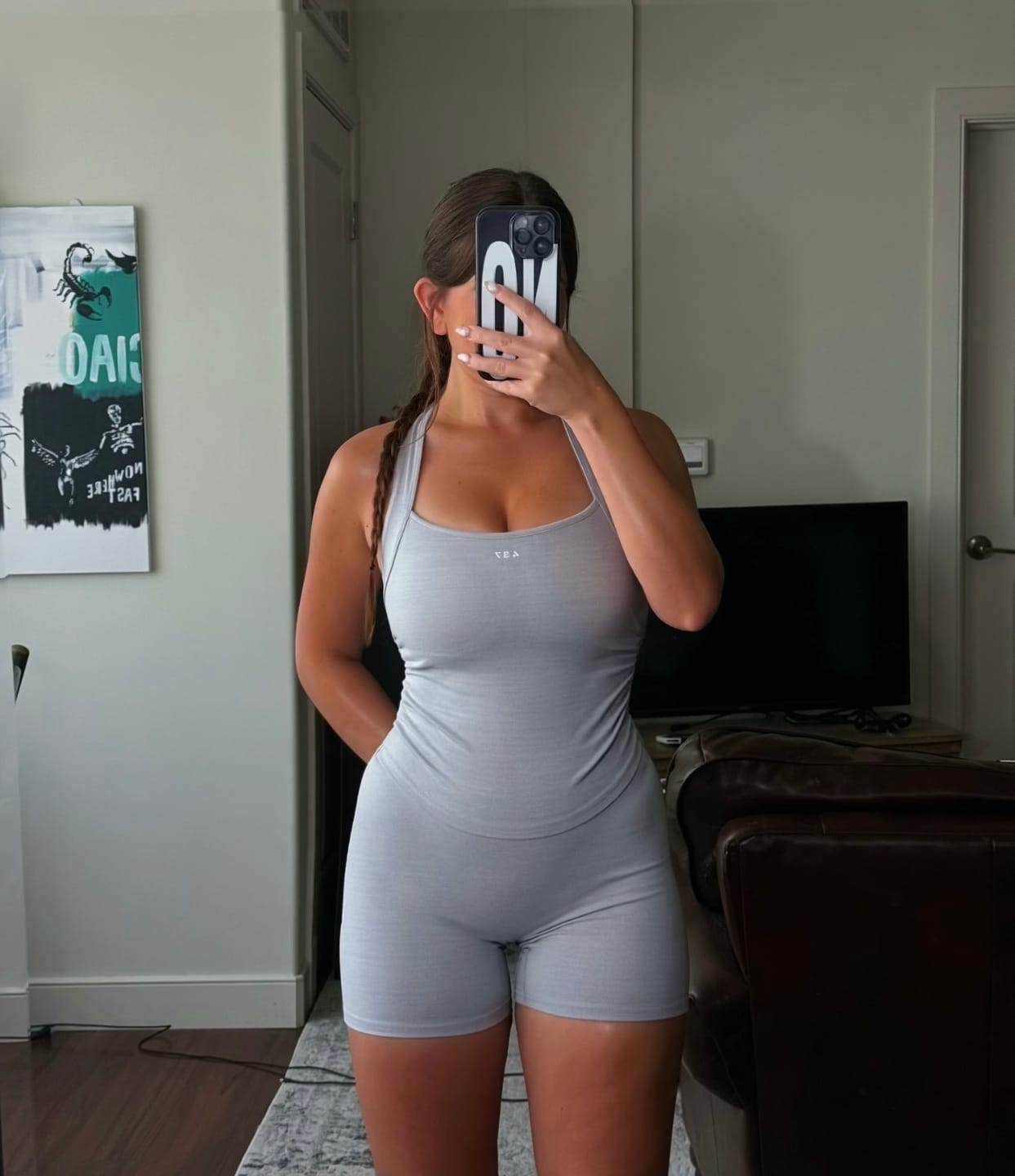 Customer photo review of The Sculpt Tank Heather Grey