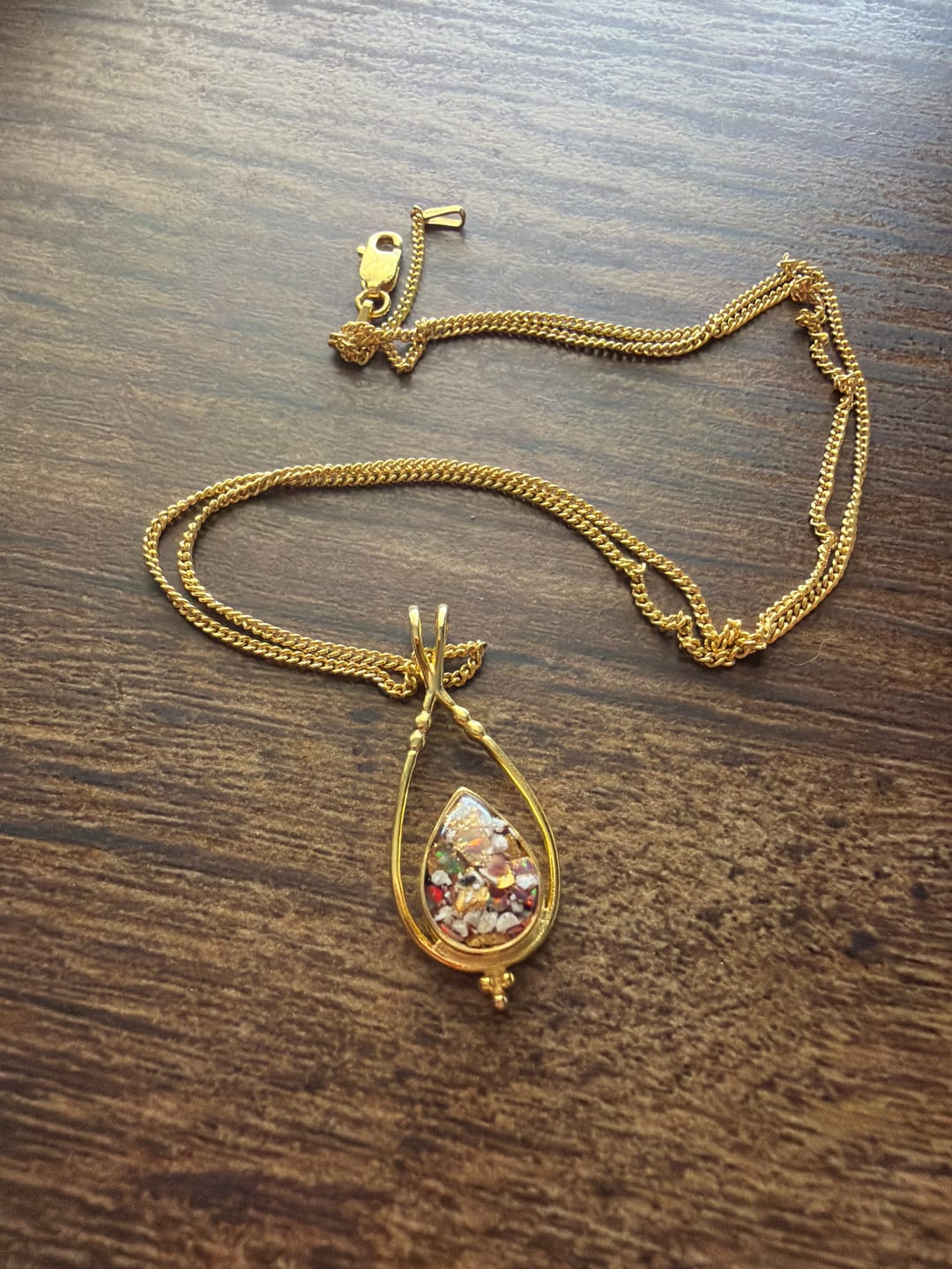 Customer photo review of Double Spade Memorial Pendant with Cremation Ashes
