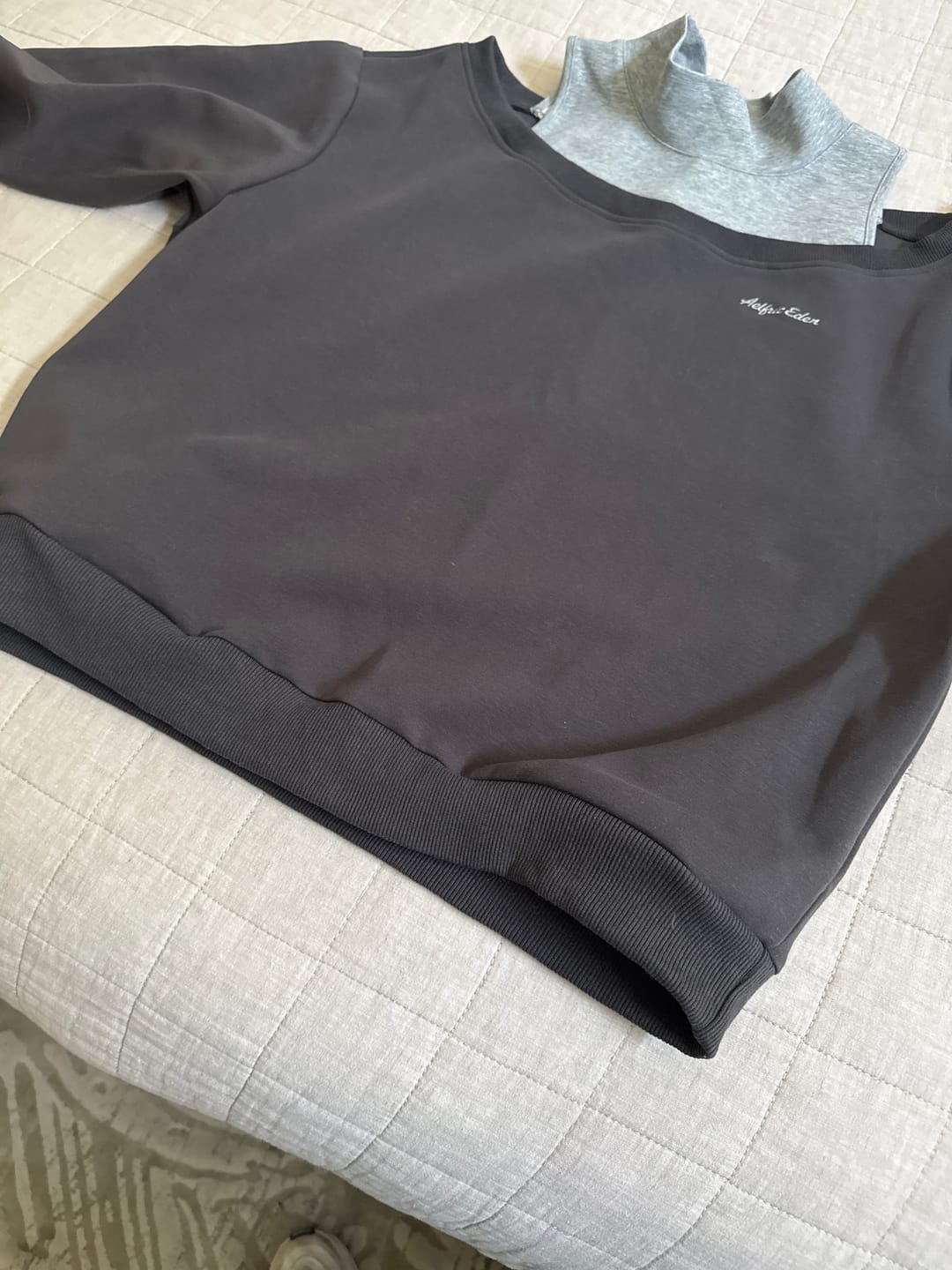 Customer photo review of Aelfric Eden Boxy Layered Off-The-Shoulder Sweatshirt