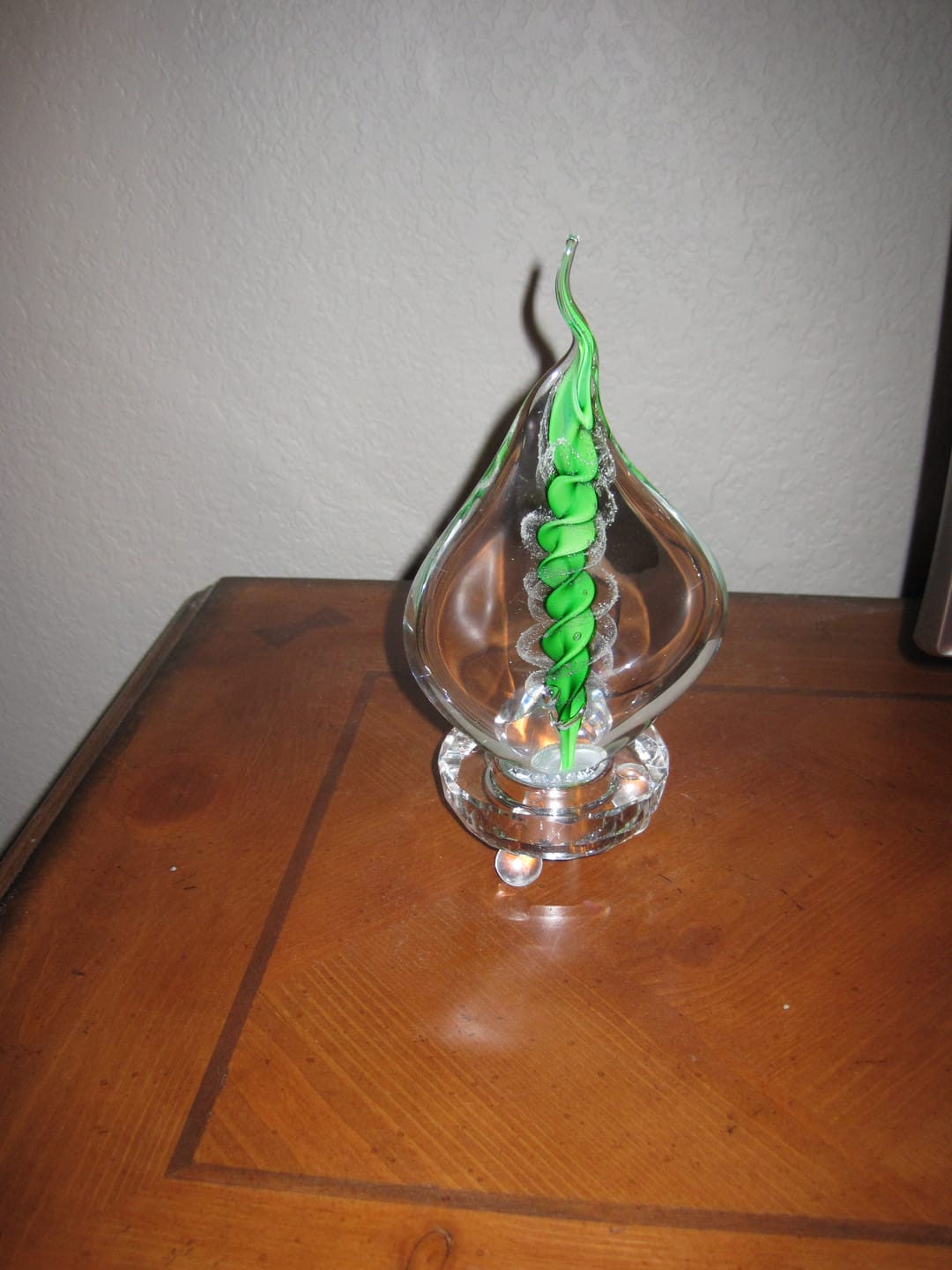 Customer photo review of Illuminated Memorial Glass Flame with Cremation Ashes