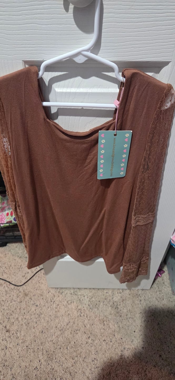 Customer photo review of Honey Brown Lace Layering Shirt