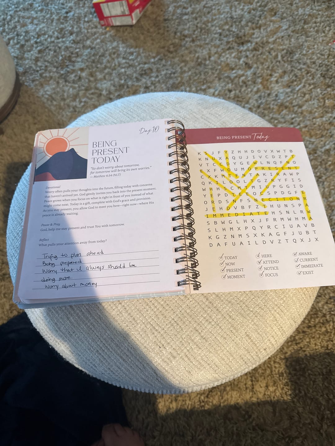 Customer photo review of Be Still: Word Search Devotional for Peace & Rest in God