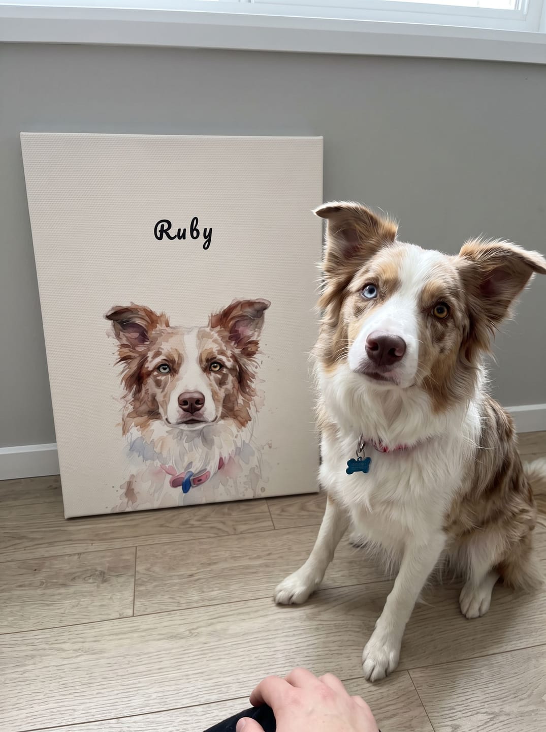Customer photo review of Custom Pet Portrait Thick Canvas — Personalized Pet Wall Art