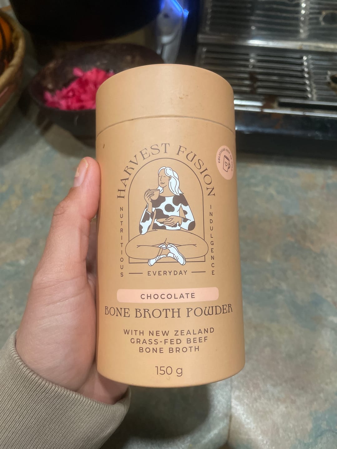 Customer photo review of Chocolate Bone Broth Powder