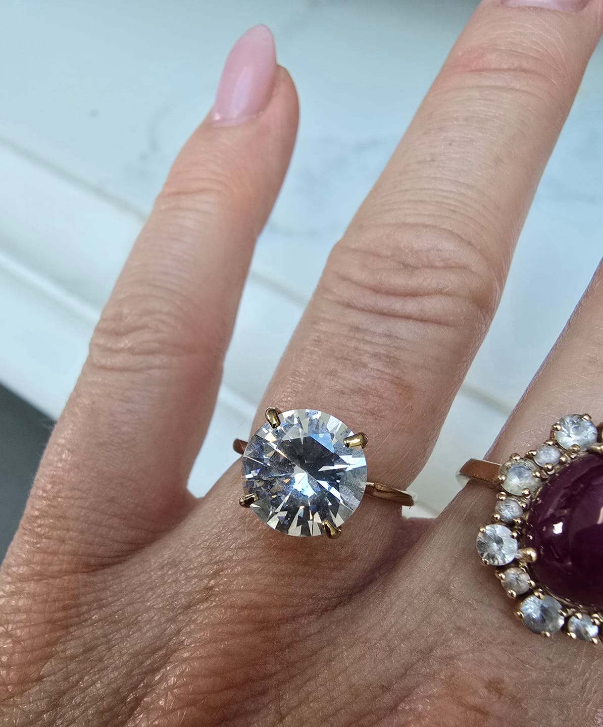 Customer photo review of Round Solitaire Diamond-Inspired Ring 3ct