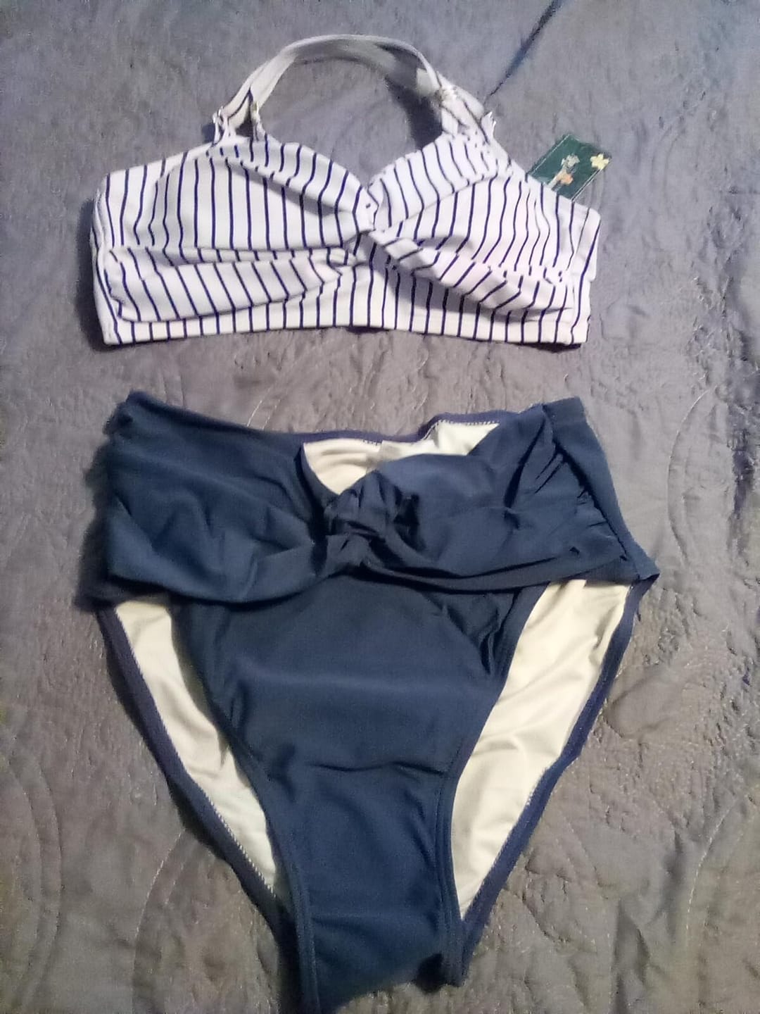 Customer photo review of Emoswim - Women's High Waisted Bikini Sets Matel Tummy Control Swimsuits V Neck Twist Front Bathing Suit