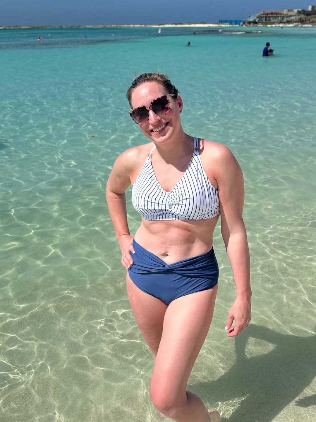 Customer photo review of Emoswim - Women's High Waisted Bikini Sets Matel Tummy Control Swimsuits V Neck Twist Front Bathing Suit