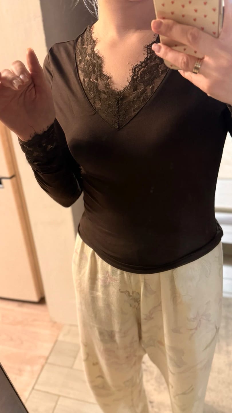 Customer photo review of Sarah Lace V-Neck Casual Top