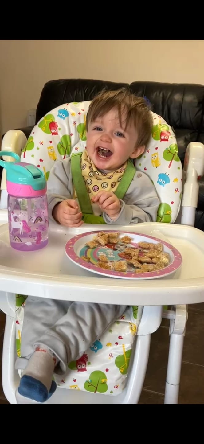 Customer photo review of Because I’m Happy Teething Bib