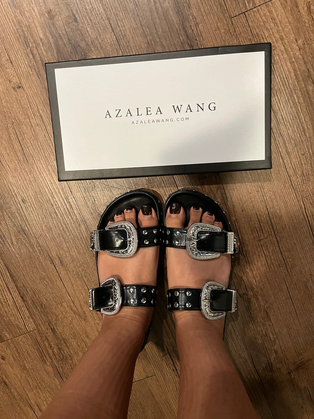 Customer photo review of TEGAN-BLACK WESTERN SANDAL SLIDE