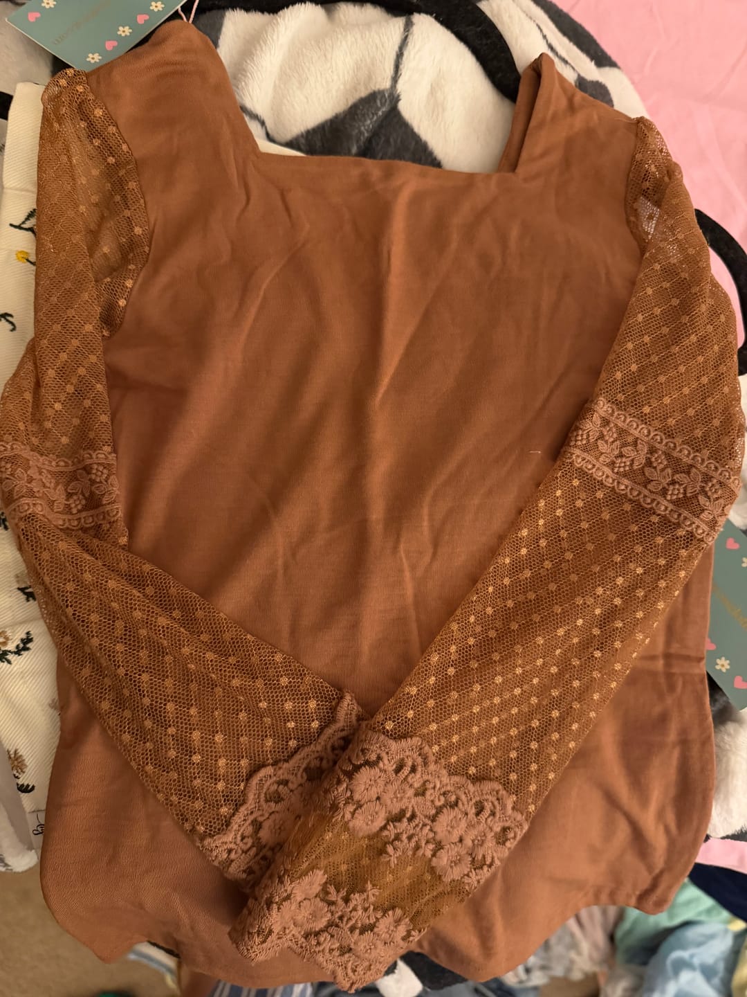 Customer photo review of Honey Brown Lace Layering Shirt