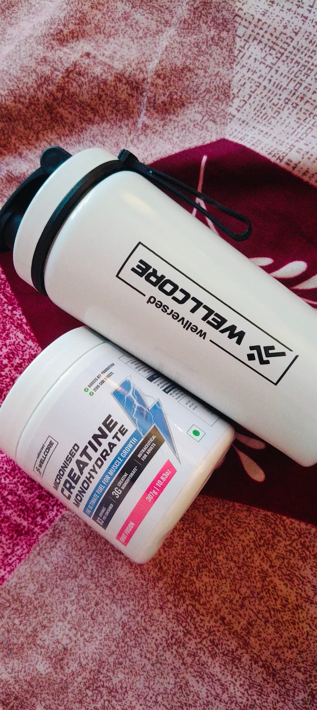 Customer photo review of Wellcore - Micronised Creatine Monohydrate (83 Servings, Fruit Fusion) + Premium Steel Shaker