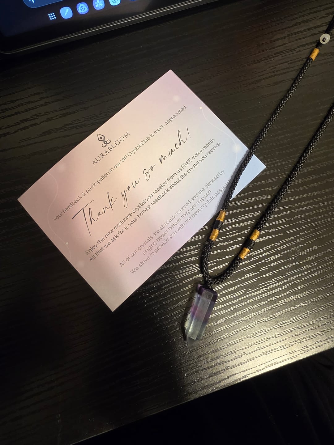 Customer photo review of Natural Fluorite Necklace