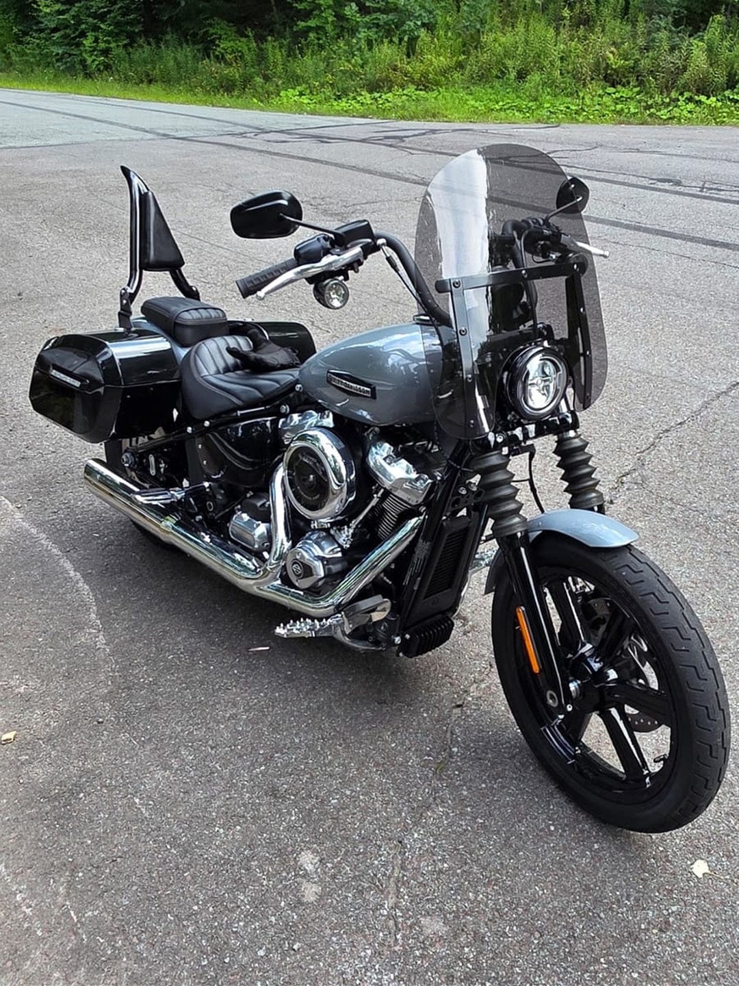 Customer photo review of 32L - Darkin Large Quick Mount Painted Hard Saddlebags for Harley Softail Street Bob FXBB/S