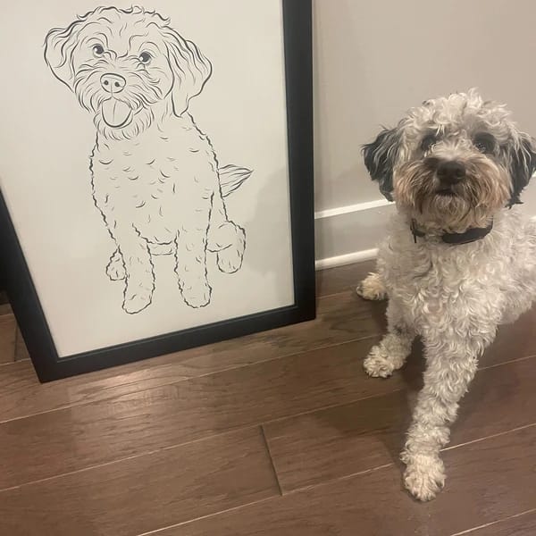 Customer photo review of Line Art Pet Portrait