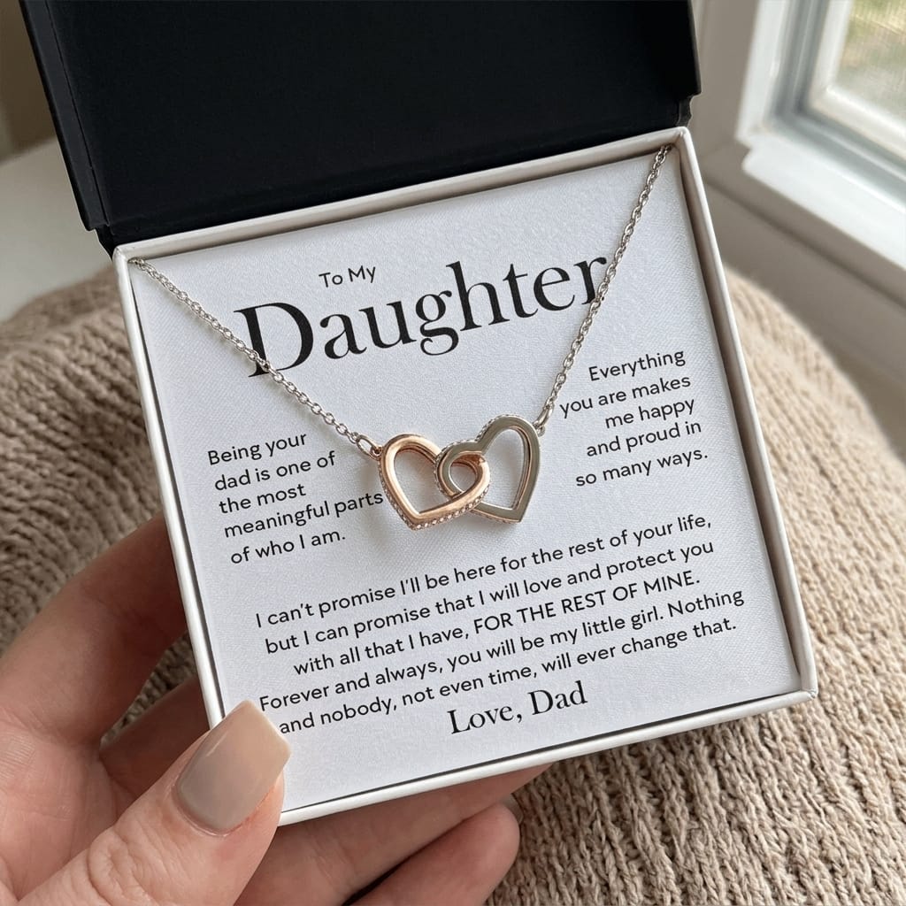 Customer photo review of "To My Daughter, You'll Always Be My Little Girl" Interlocking Hearts Necklace – Meaningful Gift from Dad