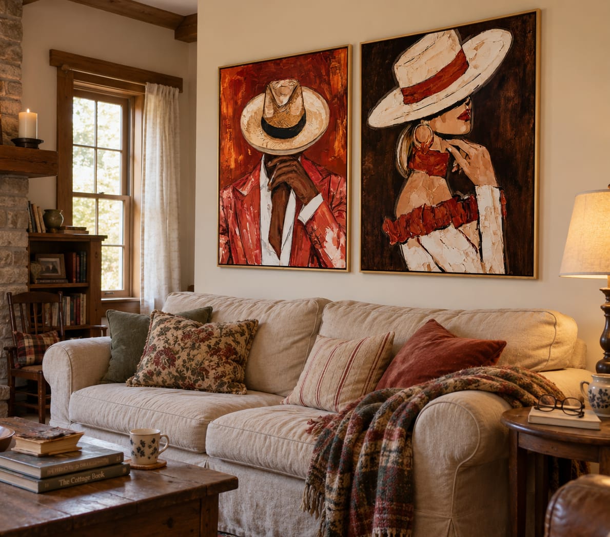 Customer photo review of Scarlet Pair-Western Cowboy Couple Diptych Painting