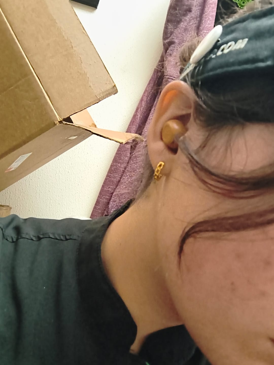 Customer photo review of Cuban Link Huggie Earrings