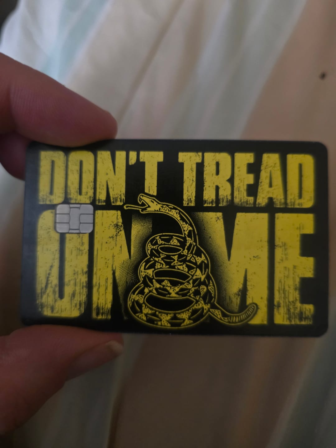 Customer photo review of Don't Tread On Me Credit Card Skin Decal
