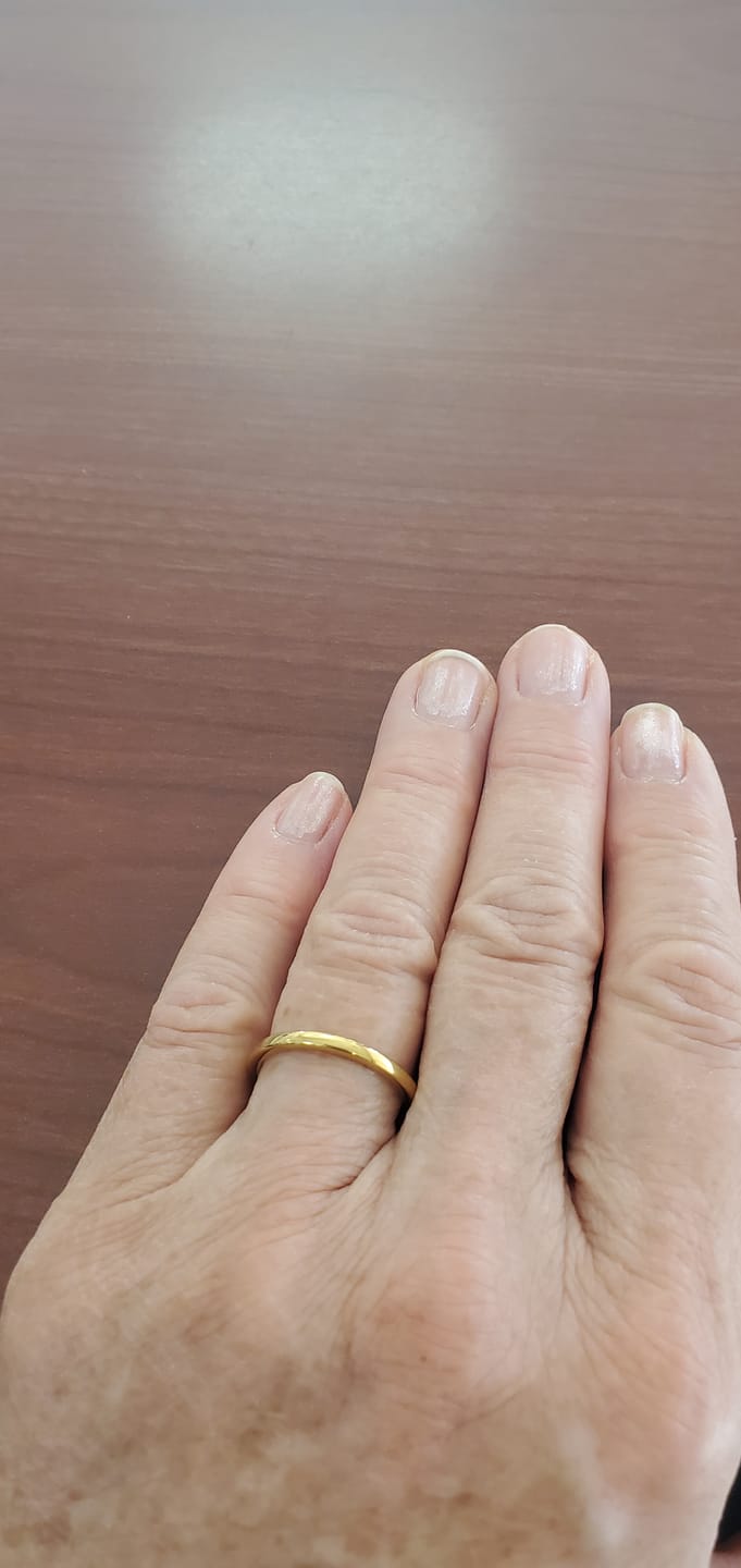 Customer photo review of 2mm - Yellow Gold Tungsten Wedding Band High Polished Ring
