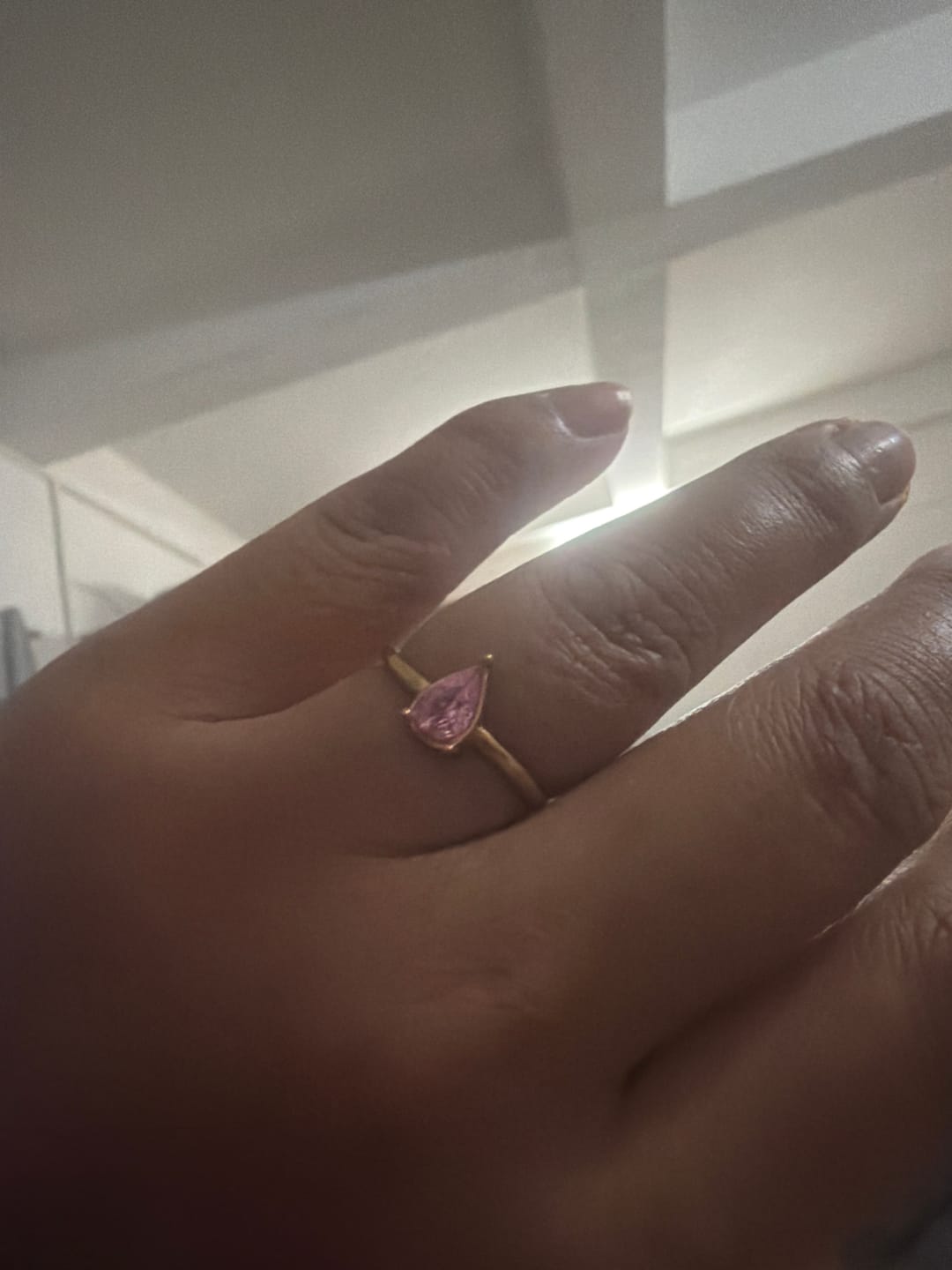 Customer photo review of Droplet Blush Ring