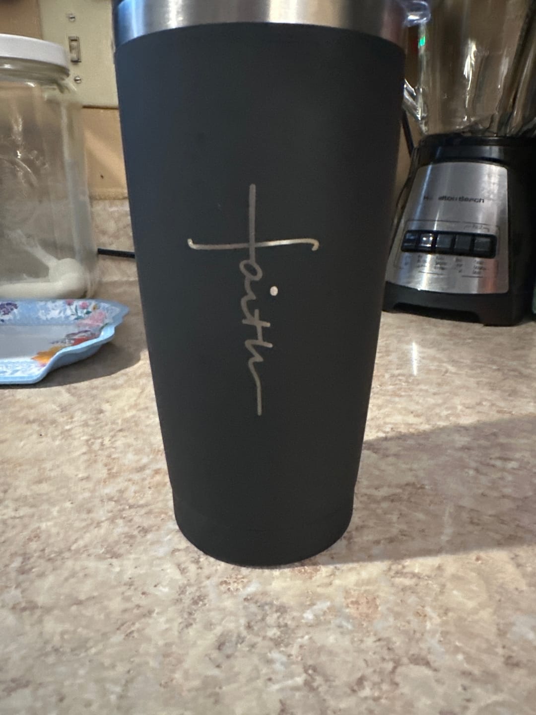 Customer photo review of 20 OZ Soft Matte Faith Tumbler