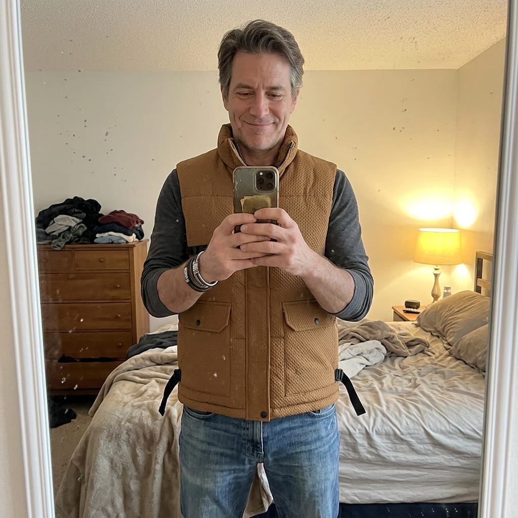 Customer photo review of Herren Herbst Weste mit Stehkragen