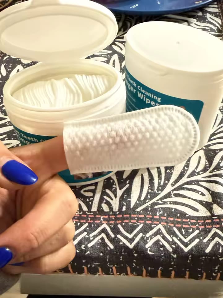 Customer photo review of Natural Dental Finger Wipes for Pets