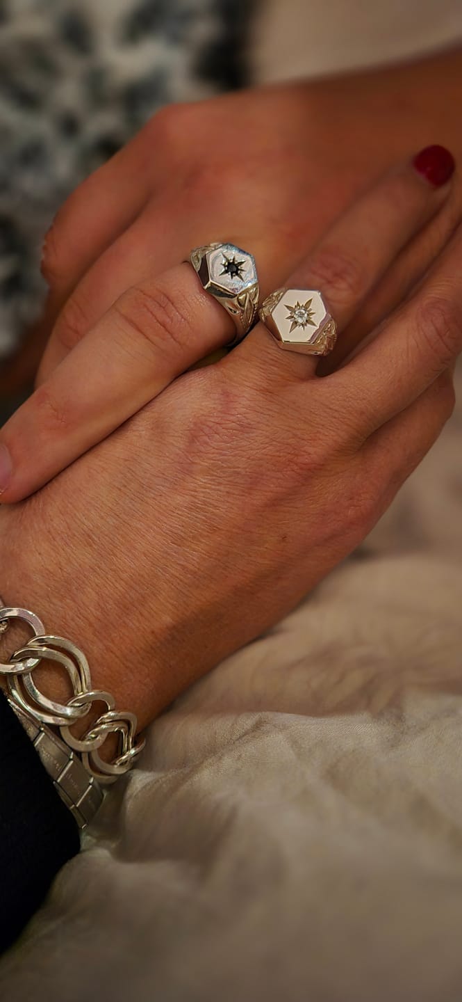 Customer photo review of The Black Star Hexagon Signet Ring