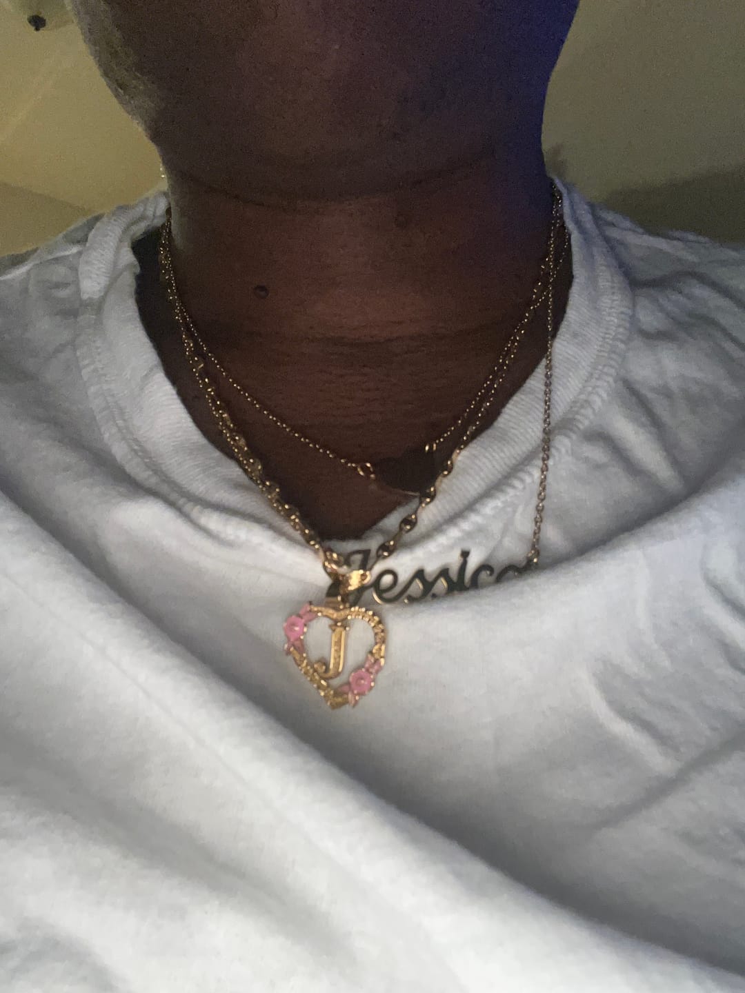 Customer photo review of Heart Layer Name Necklace
