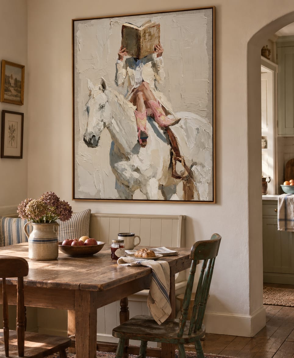 Customer photo review of Quiet Pages-White Horse Figurative Painting