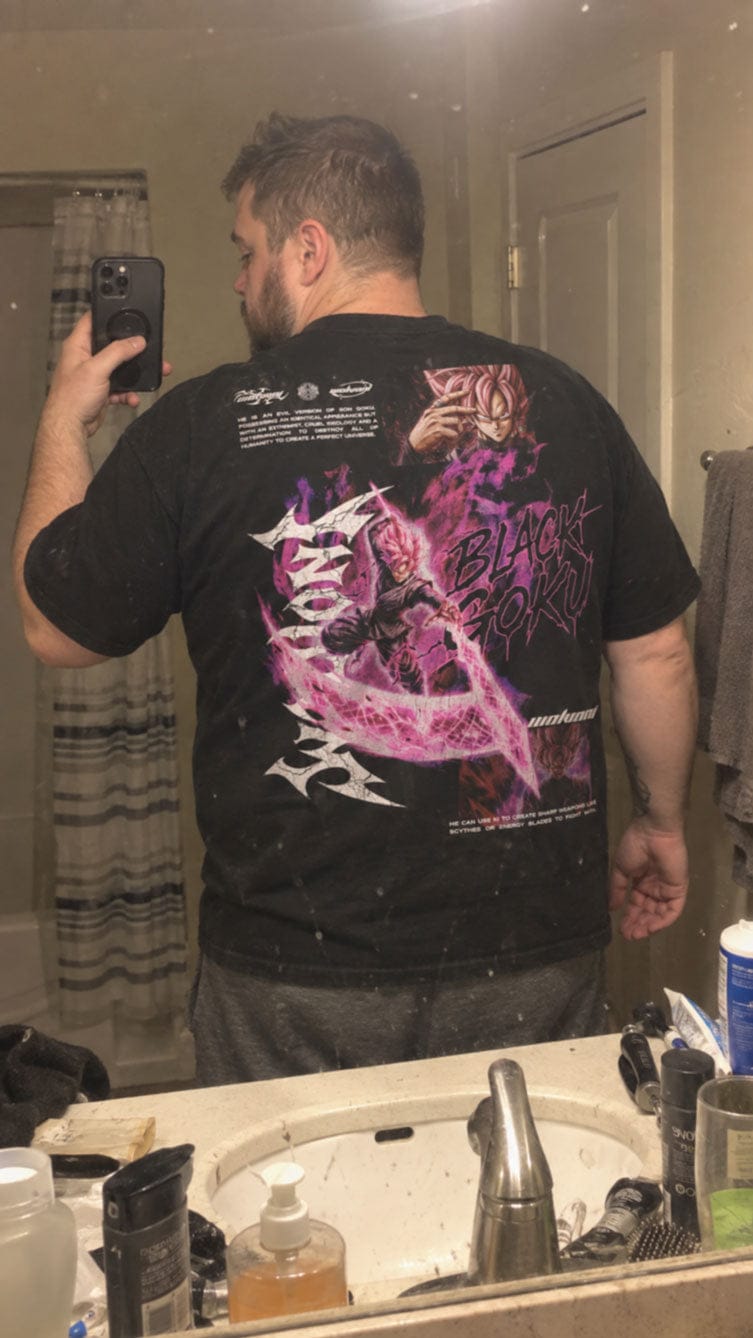 Customer photo review of Dragon Ball | Black Goku Oversized Heavyweight Washed Tee