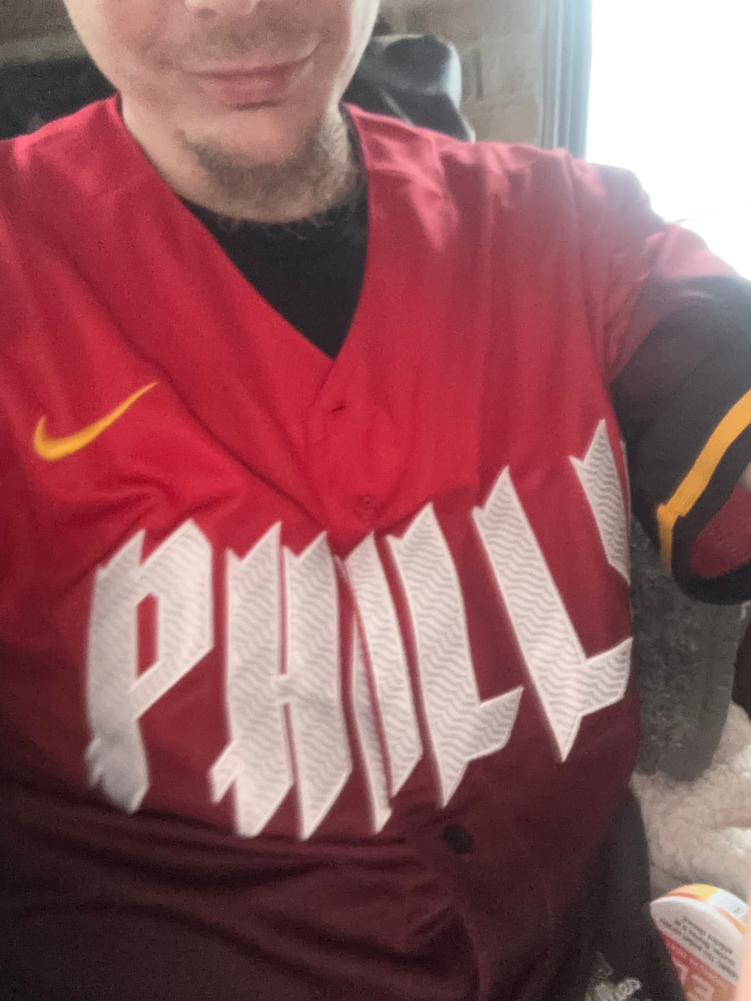 Customer photo review of Men's Philadelphia Phillies Bryson Stott #5 Red 2024 City Connect Limited Player Jersey1