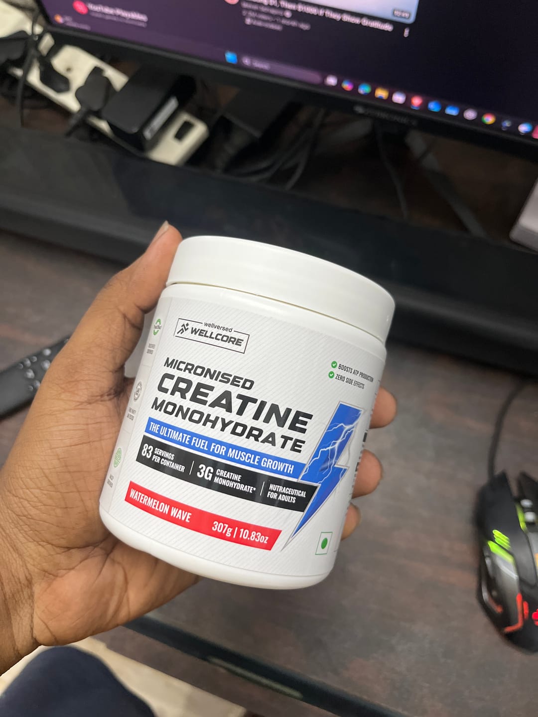 Customer photo review of Wellcore - Pure Micronised Creatine Monohydrate | Watermelon Wave (307g, 83 servings)