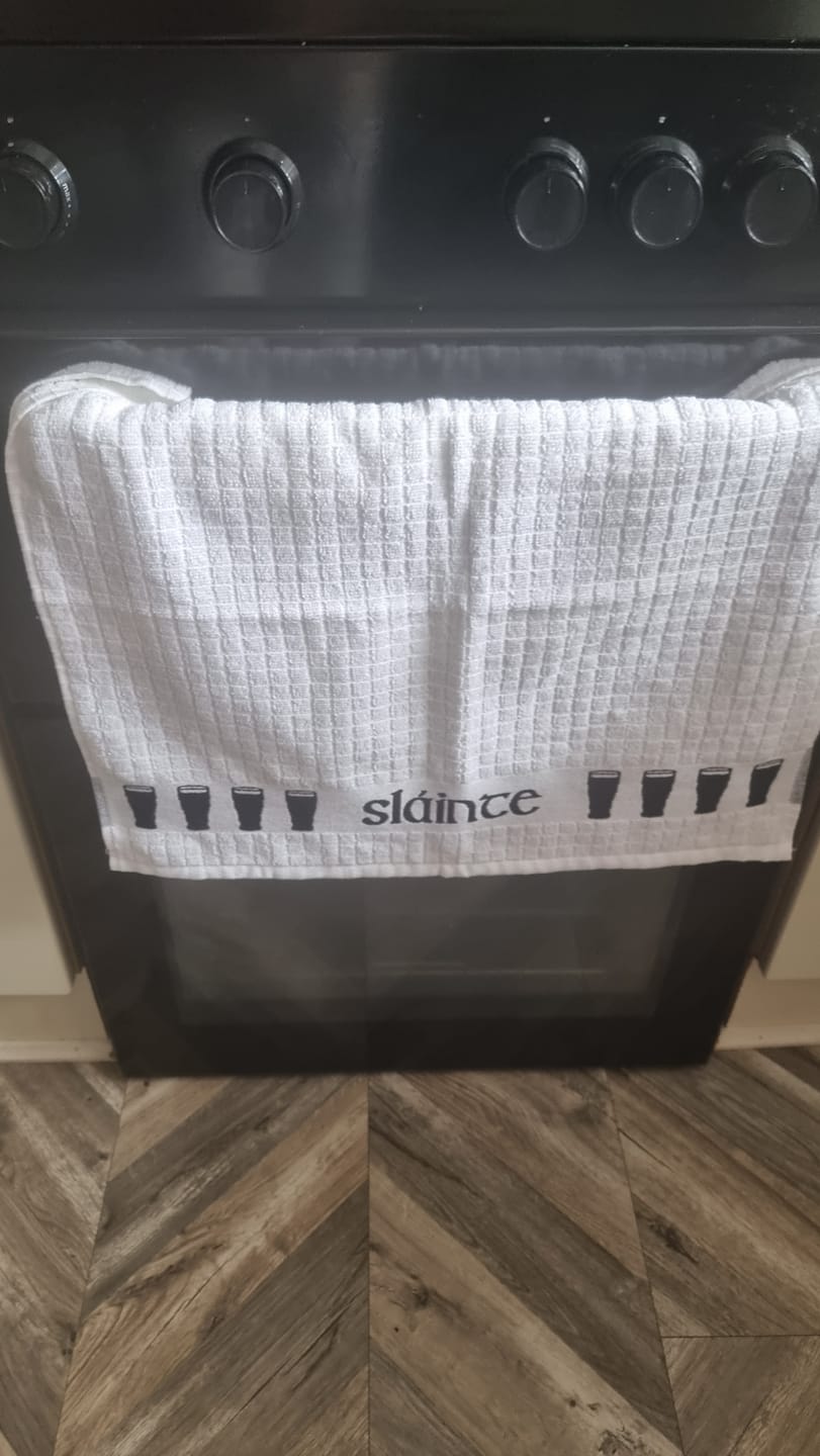 Customer photo review of Slainte Stouts Tea Towel | Samuel Lamont