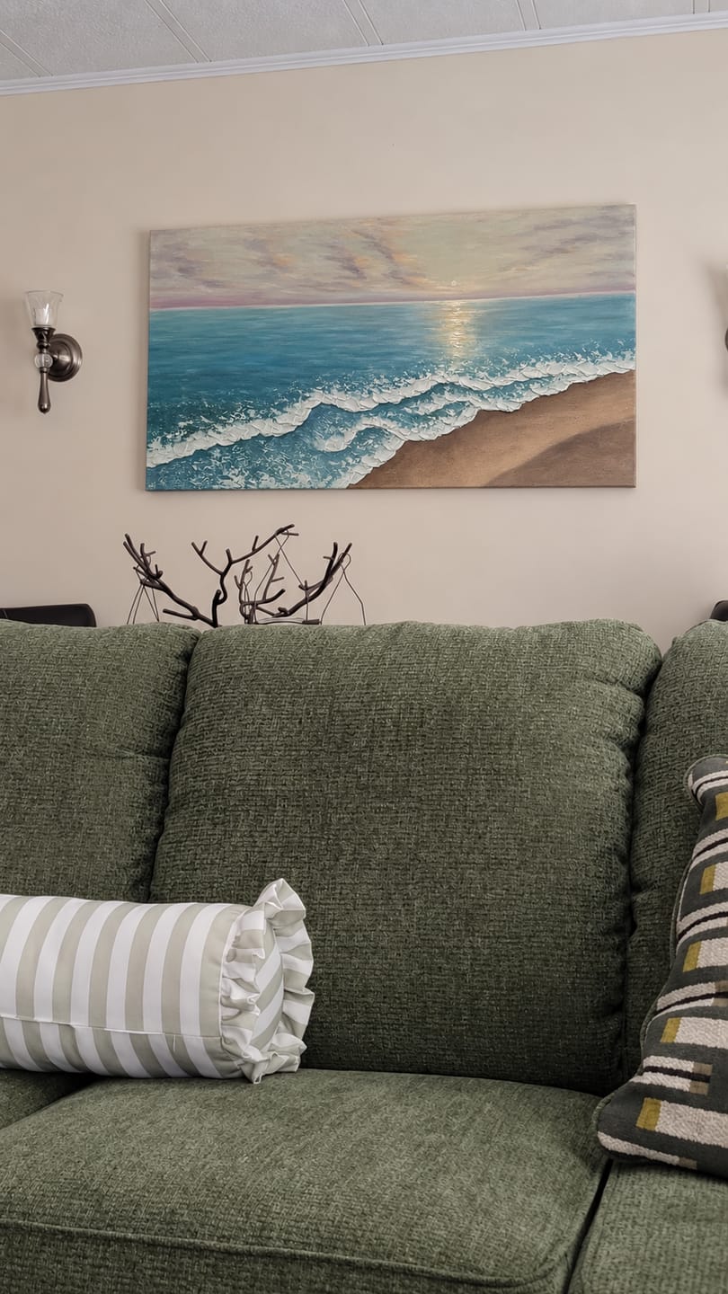 Customer photo review of Abstract Ocean And Sky Textured Canvas Art # OC032
